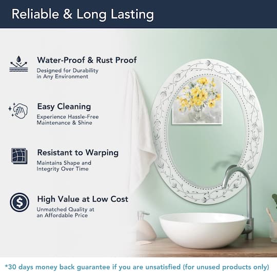 Head West Frosted Etched Tile Framed Oval Wall Vanity Mirror - 23" x 29"